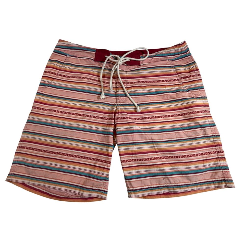Pendleton Board Shorts Pink Red Blue Stripe Surf Swim Pool Beach Men Sz 38